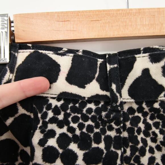 Topshop Skirt Black Cream Animal Print Giraffe Mini Metal Belt Buckle Zipper 2 - Picture 6 of 9